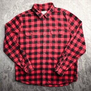 American Eagle Flannel Mens XL Red Black Buffalo Plaid Button Down Shirt Cotton